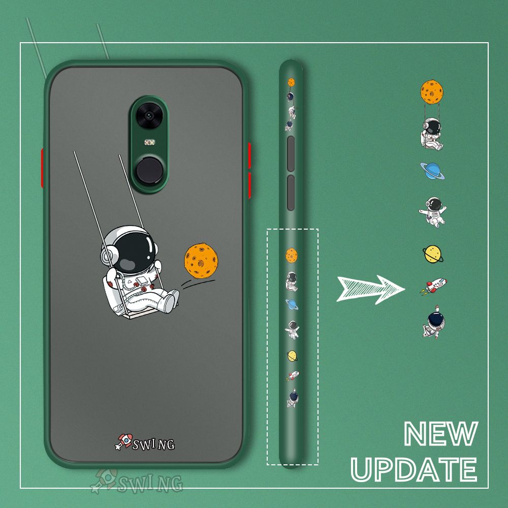 UCUC for Redmi 5 Plus Back Cover Swing Astronaut Side Printed Design Phone Case Ultra Thin Frosted Cover Shockproof Phone Cover