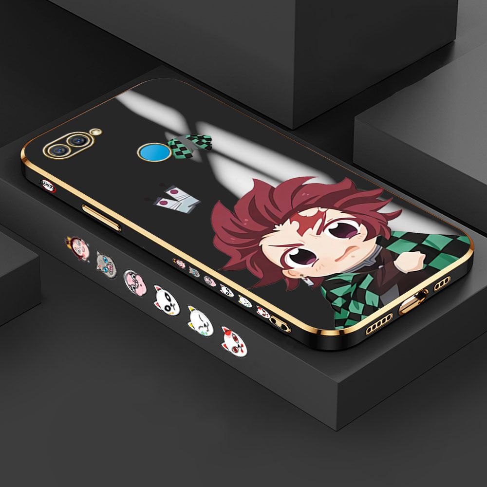 Jizetin (Free Lanyard) OPPO A5S Case Lovely Tanjiro Luxury 6D Plating Soft Casing Silicone Ultra Thin Phone Cover