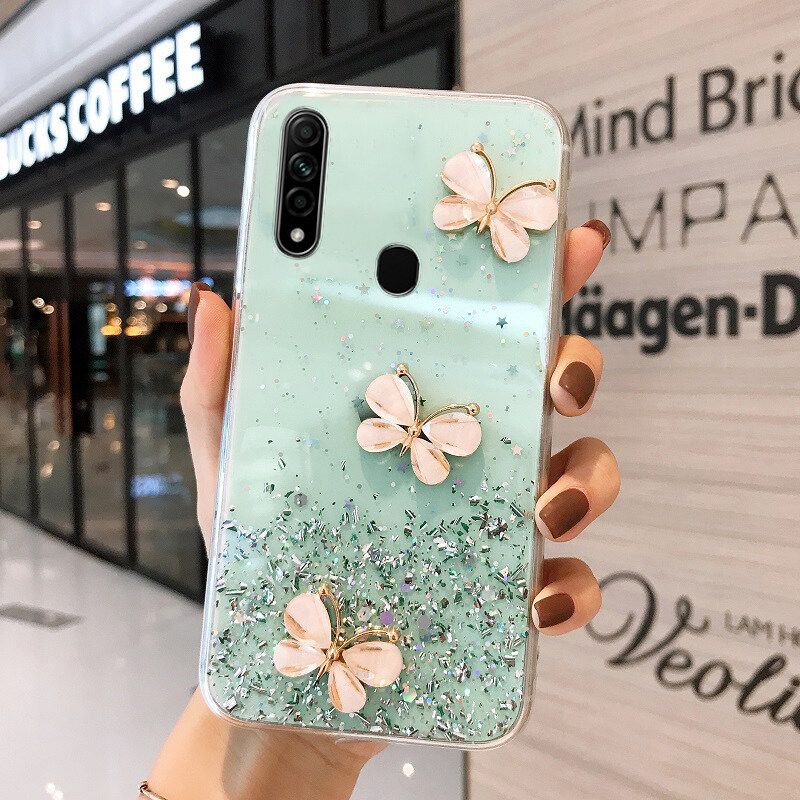 Phone case OPPO A31 Shiny Ring Case Glitter Soft Transparent Butterfly Cases For OPPO A31 Back Cover Stars Moon Girls