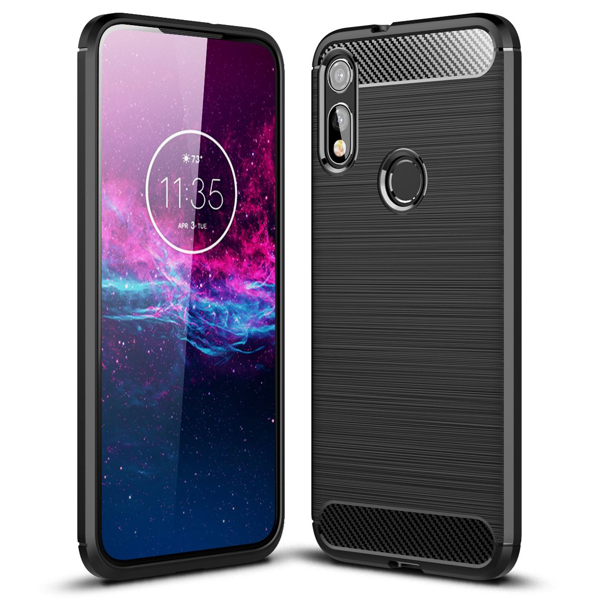 For Motorola Moto E7 Case Carbon Fiber TPU Shockproof Soft Silicone Phone Cover