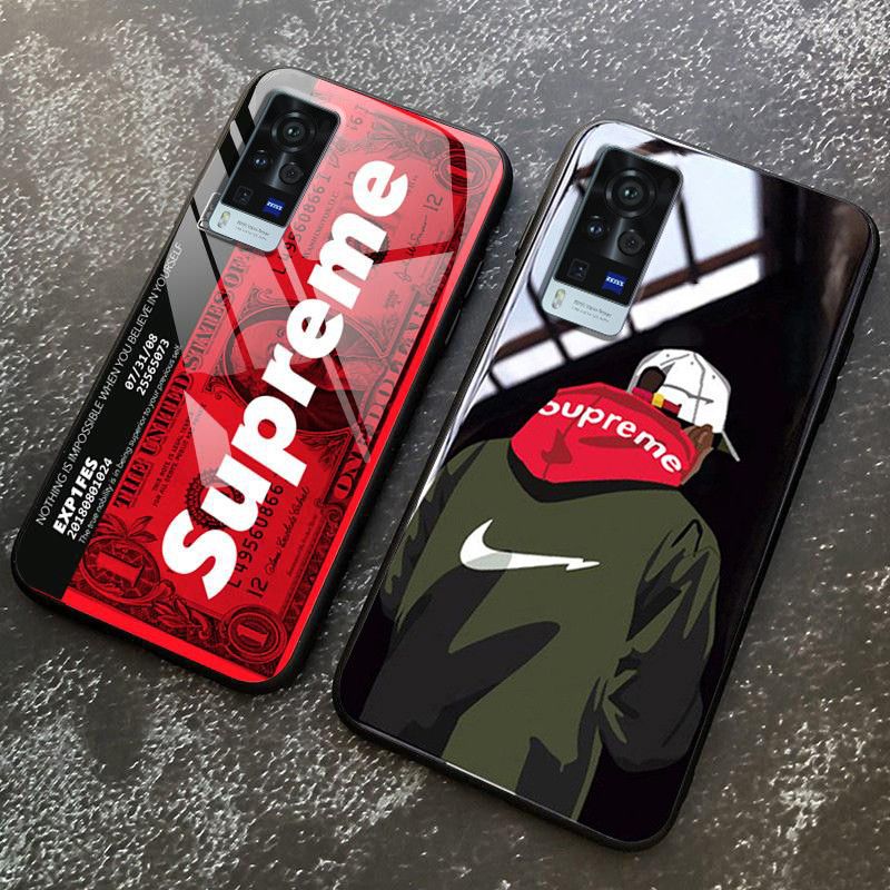 Supreme For Vivo X60 Pro Case Tempered Glass Protector Mirror Back Covers SUP Superme Supreme Design Vivo X60 Pro Back Cover