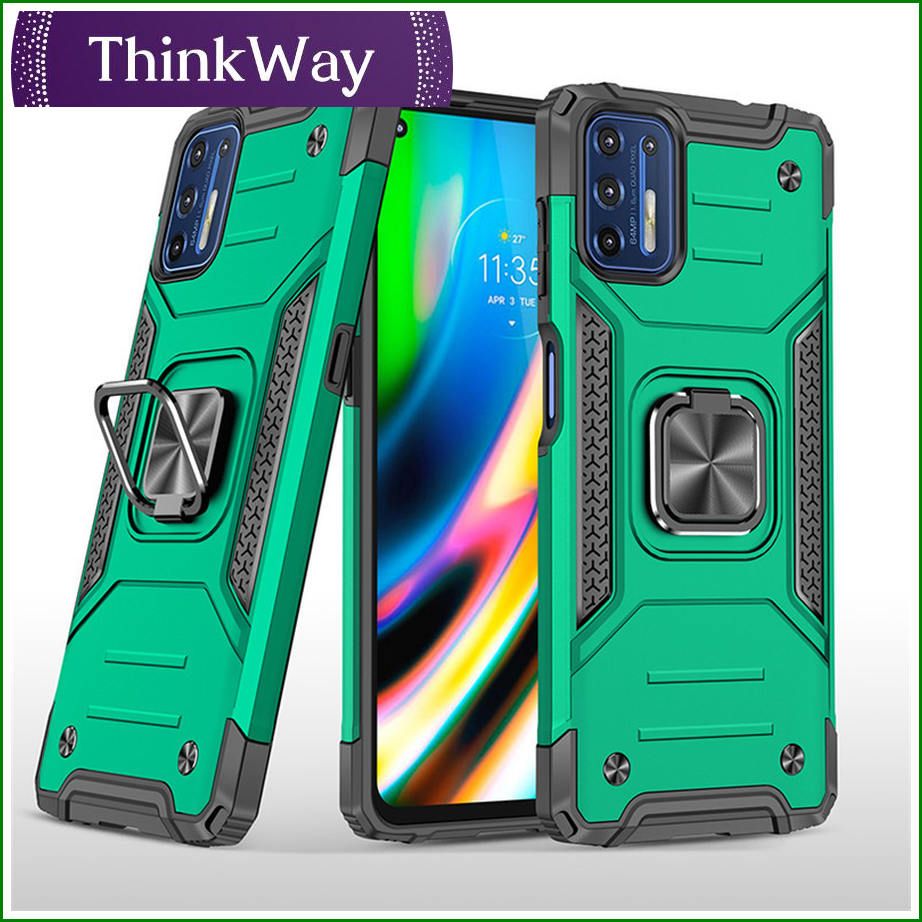 Phone Case Hard PC + Soft TPU Dual Protection Shockproof Case with Ring Bracket Back Cover Case For MOTO G9 Plus & MOTO G9 Power