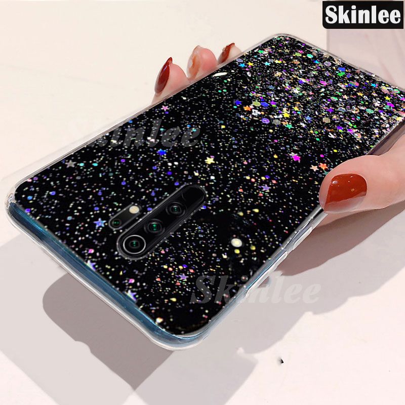 Phone Back Cover For Redmi 9 Glitter Silicone Soft Phone Cases Starry Sky String Glitter Transparent Space Stars Moon Xiaomi Redmi 9 case