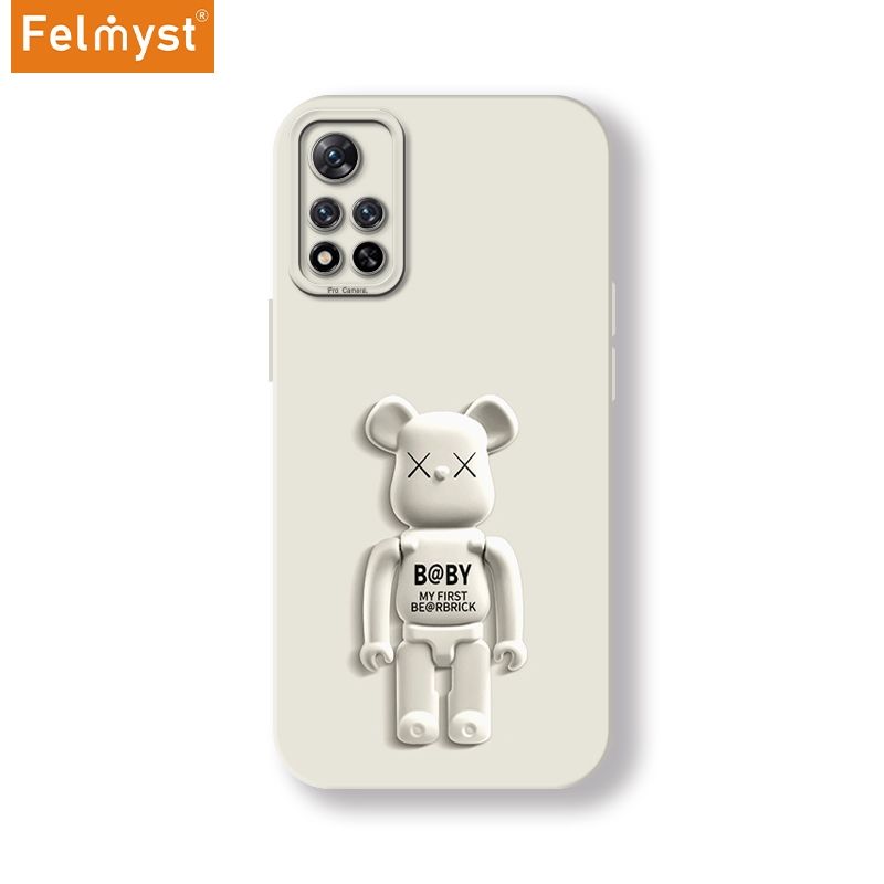 Bearbrick For Xiaomi Redmi Note 11 Pro Back Mobile Phone Holder Case XX Be@rbrick Simple Luxury Mens Girls Liquid Silicone Protect Lens Shockproof Full Soft Cover