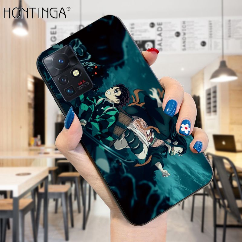 Hontinga for Infinix Zero X Back Cover Cartoon Anime Demon Slayer Case ShockProoof Soft Silicone TPU Phone Cases