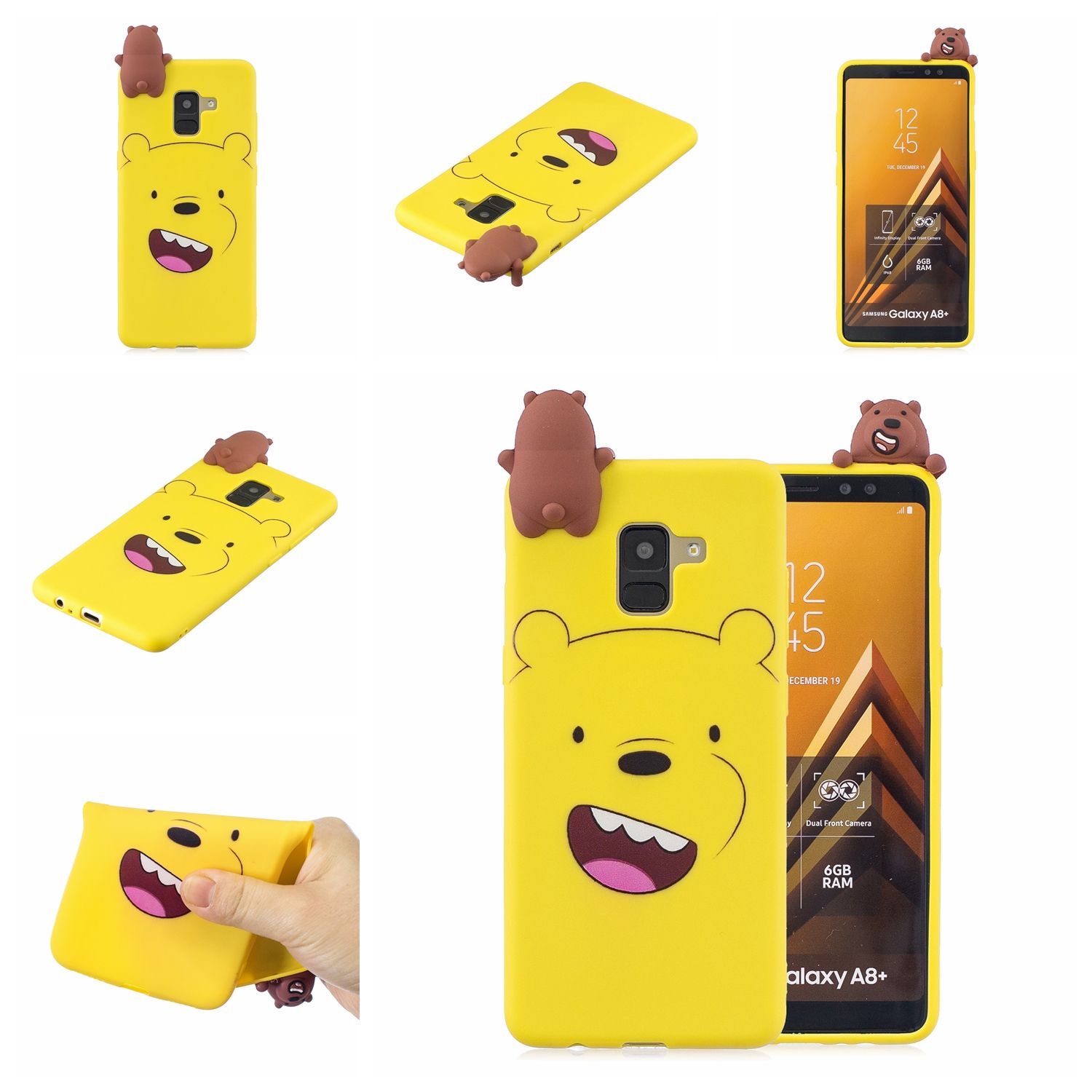 Yfashion For   2018 3D Cute Coloured Painted l PU Anti-scratch Non-slip Protective Cover Back Case