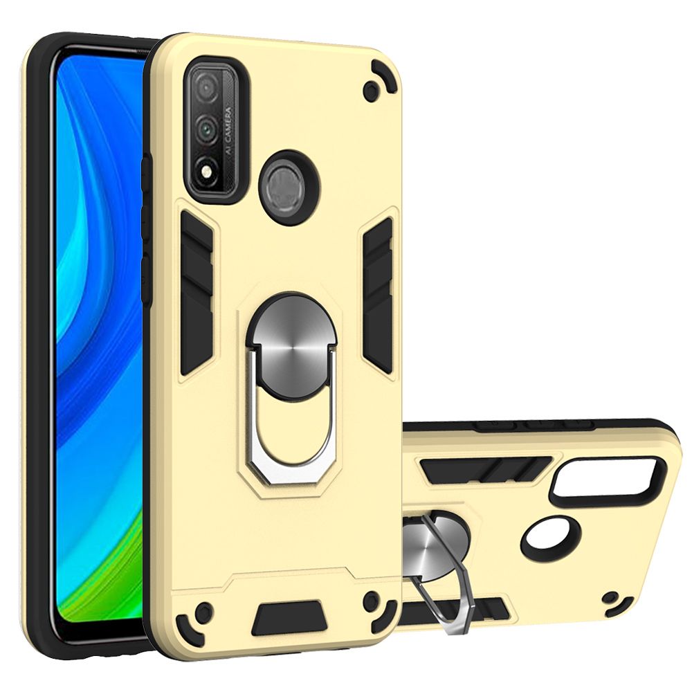 For Huawei P Smart 2020 Double-layer Warframe Series with 360 Degree Rotating Ring Ruggedized Shock Protective Case