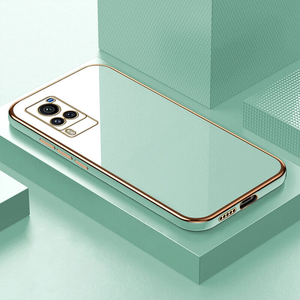 ZeroQiQi for Vivo X60 Pro Back Cover Luxury 6D Plating Case Side Pattern Soft Silicone Square Phone Cases + Free Lanyard