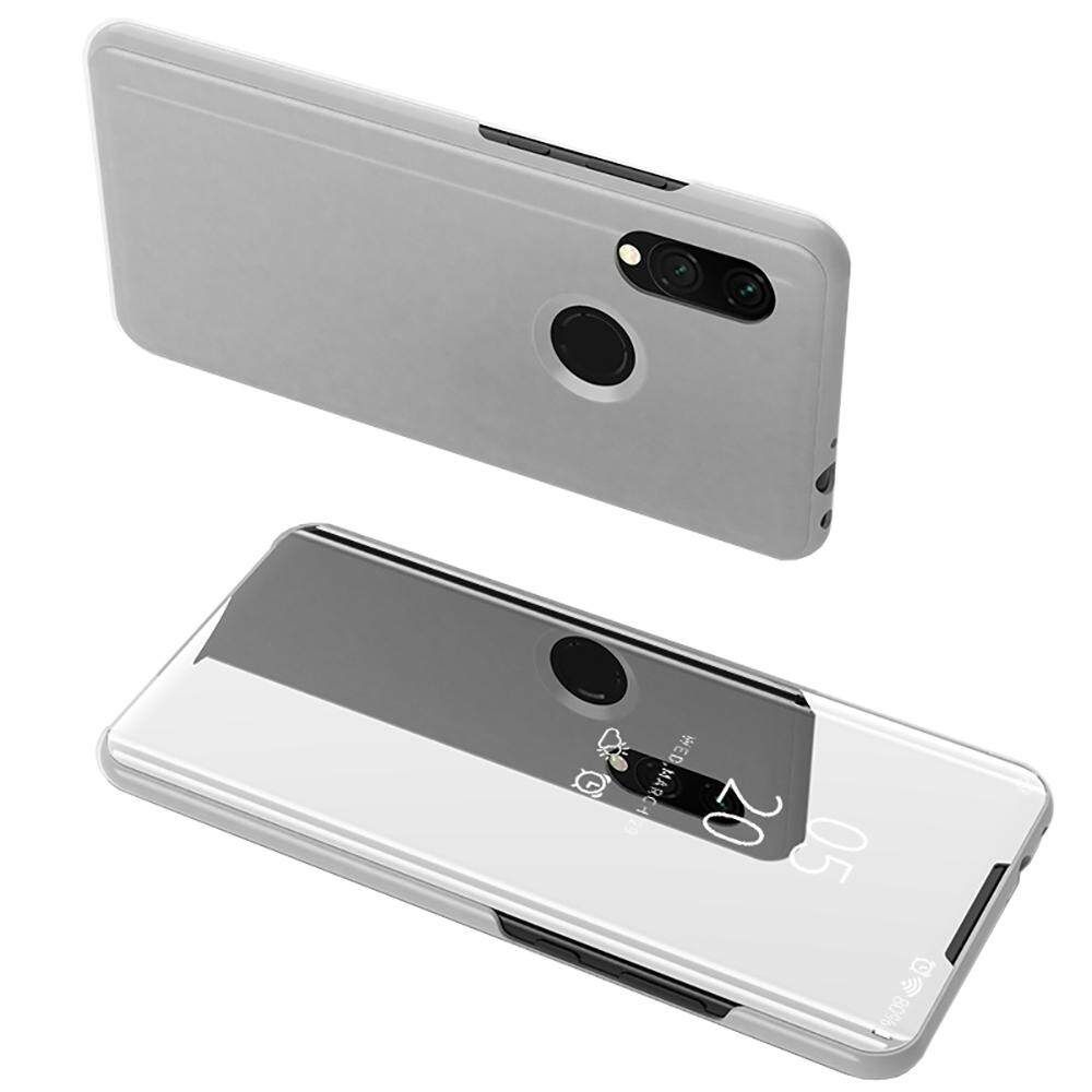 For Xiaomi Redmi 7 Mirror Plating Hard PC -PU Leather Translucent Standing View Case Cover