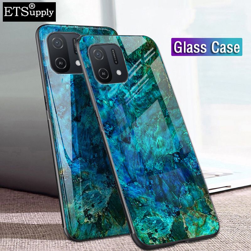 Phone Case OPPO A16K Cover Tempered Glass Protect Case Soft Bumper Marble Cover for OPPO A16K Cases 2022