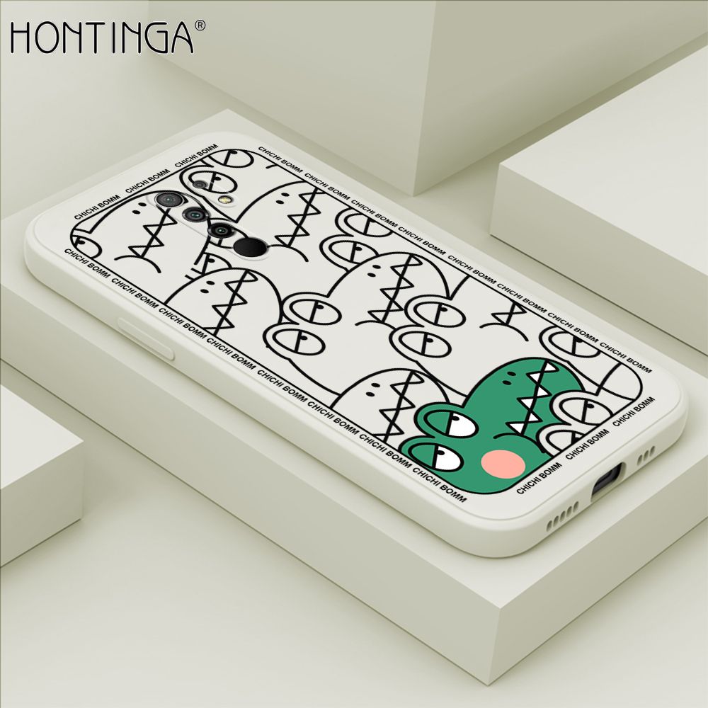 Hontinga for Redmi 9 Case Cartoon Crocodile Alligator Phone Case Phone Case Soft Square Edge Silicone Cases Full Lens Cover Shockproof Protection Cover