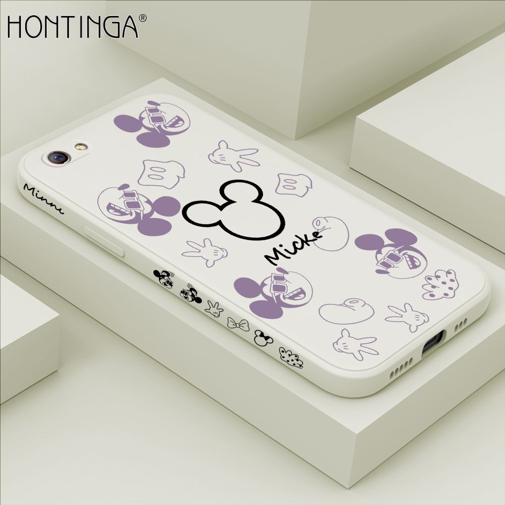 Hontinga for OPPO R9S Plus Case Side Design Cute Mouse Avatar Back Cover Soft Square Edge Pattern Liquid Silicone Trend Phone Cases