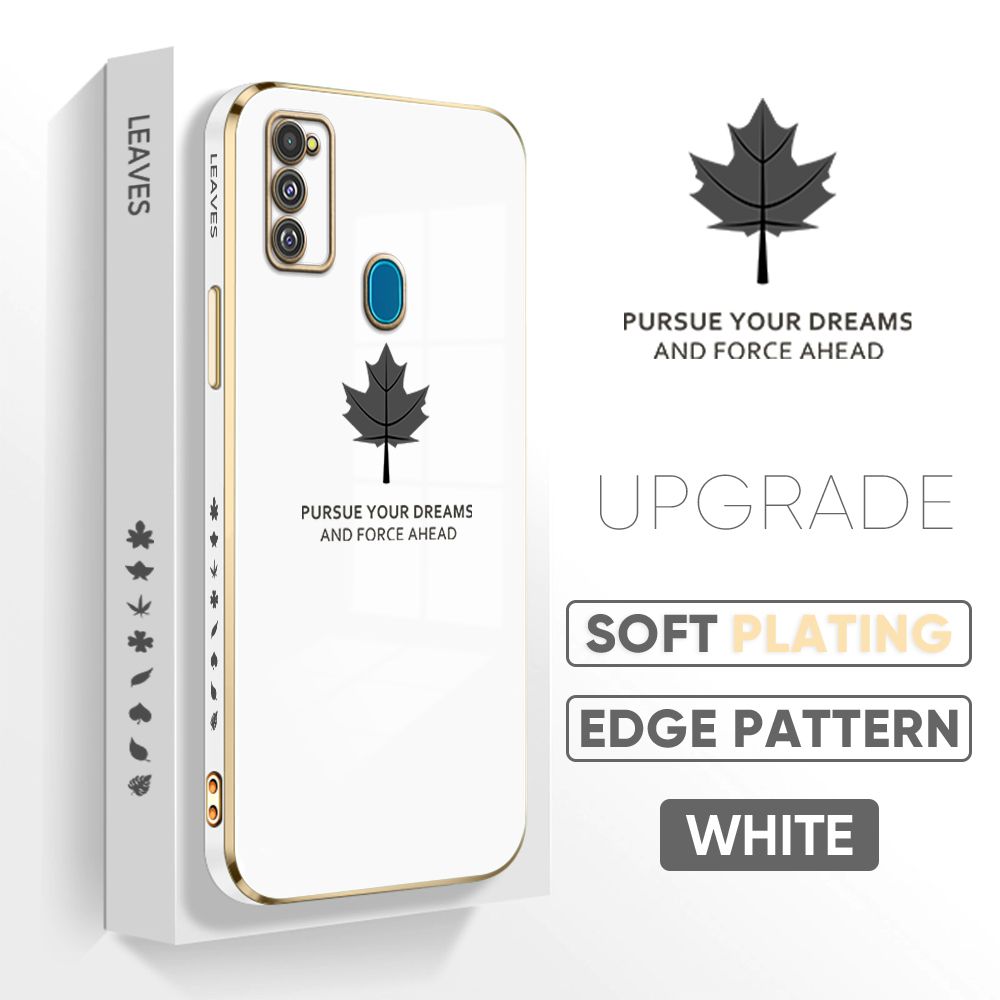 TA for Samsung Galaxy M21 M30S Back Cover + Free Lanyard Maple Leaf Luxury 6D Plating Case Side Pattern Soft Silicone Square Phone Cases