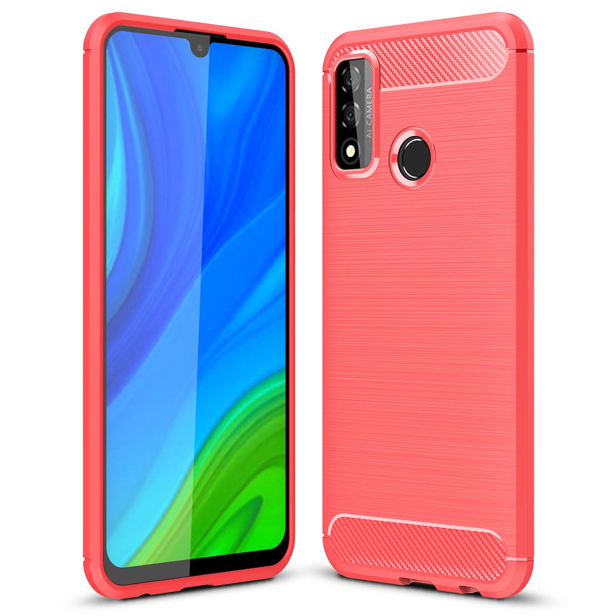 For Huawei P Smart 2020 Case Carbon Fiber TPU Shockproof Soft Silicone Phone Cover