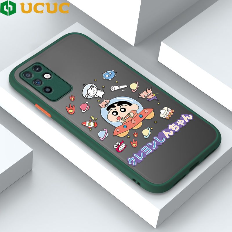 UCUC for Infinix Note 10 Back Cover Spaceship Shinchan Frosted Transparent Hard Phone Case Thin Shockproof Full Cover Camera Protect Case