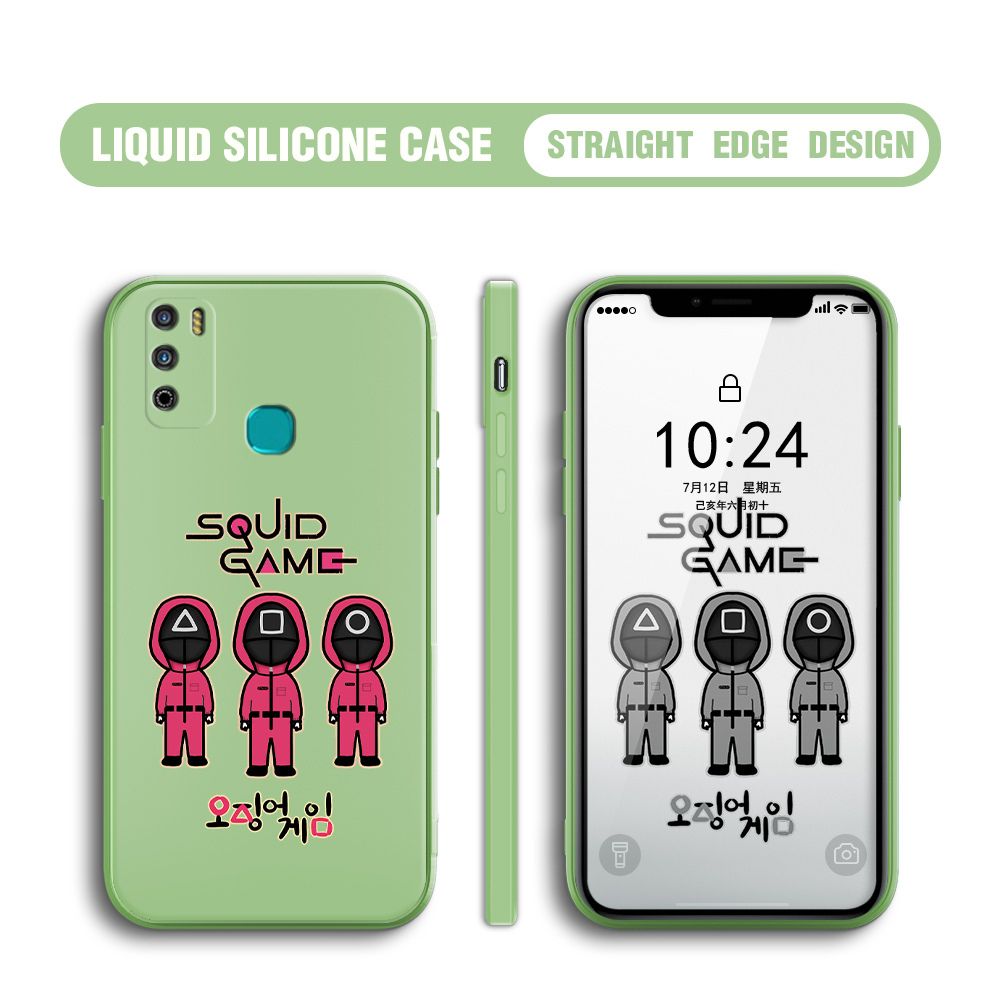 Jizetin for Infinix Hot 9 Play Case Trend Cartoon Korean Squid Phone Cover Liquid Silicone Case Phone Protective Case