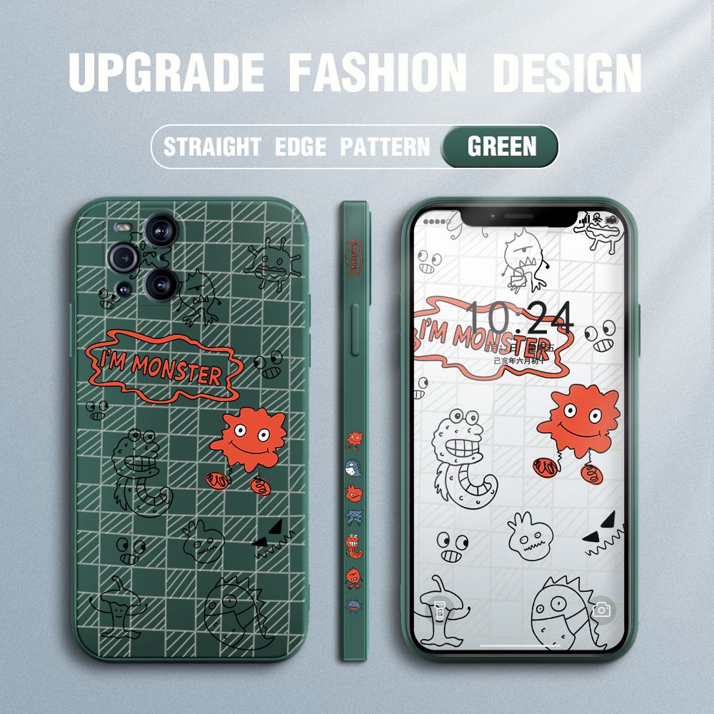 Jizetin for OPPO Find X3 Case Side Design Phone Cover Printed Text “I Am Monster ” Cover Square Edge Pattern Liquid Silicone Trend Case