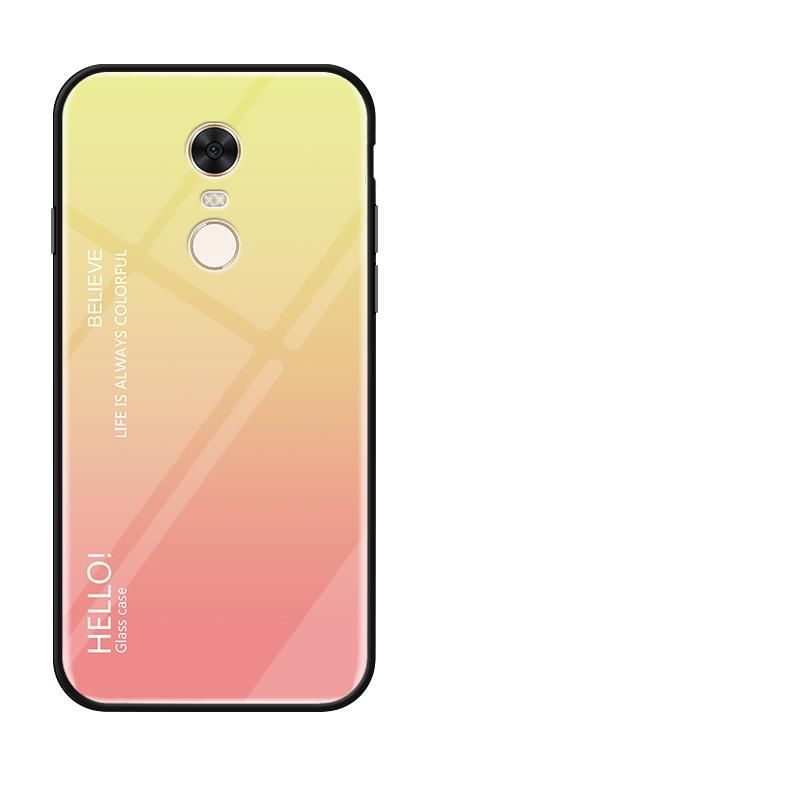 Gradient Color Tempered Glass Casing Protective Case Back Cover Soft TPU Bumper Case For Xiaomi Redmi note 4X Case