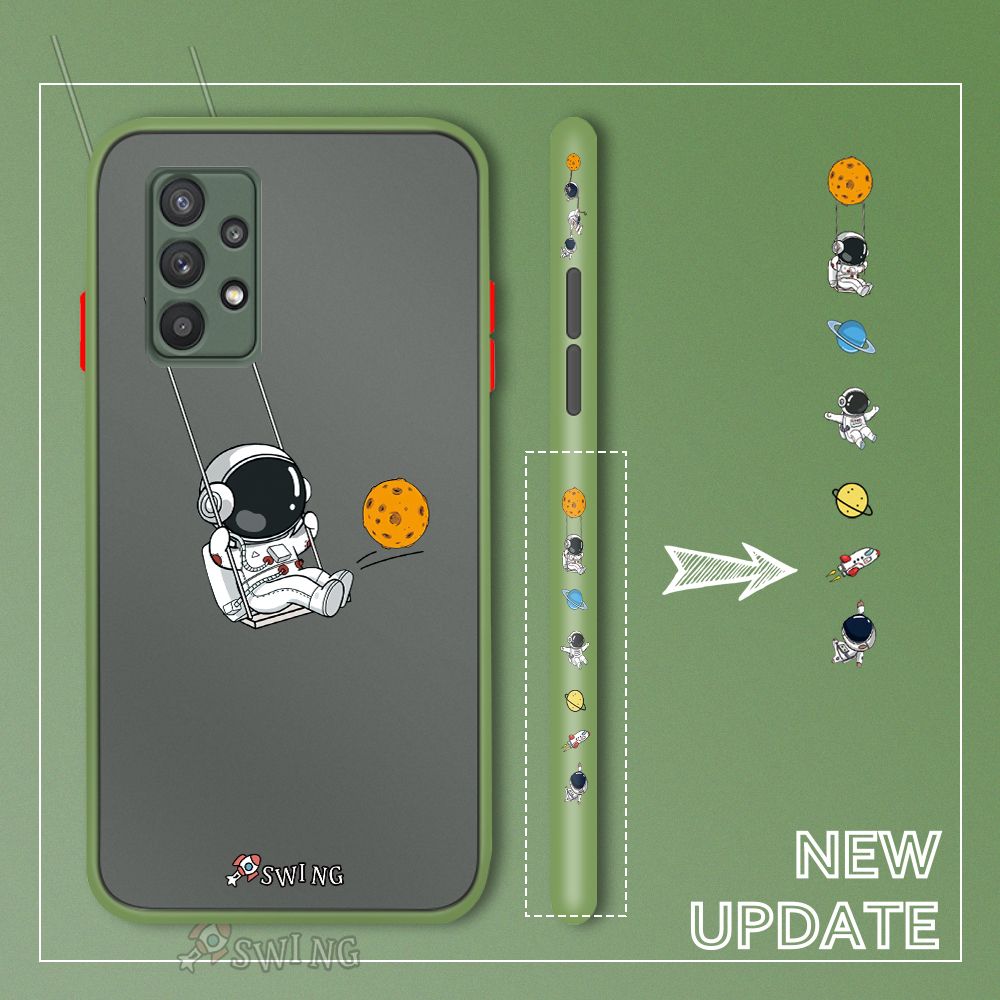 UCUC for Samsung Galaxy A32 5G Back Cover Swing Astronaut Side Printed Design Phone Case Ultra Thin Frosted Cover Shockproof Phone Cover