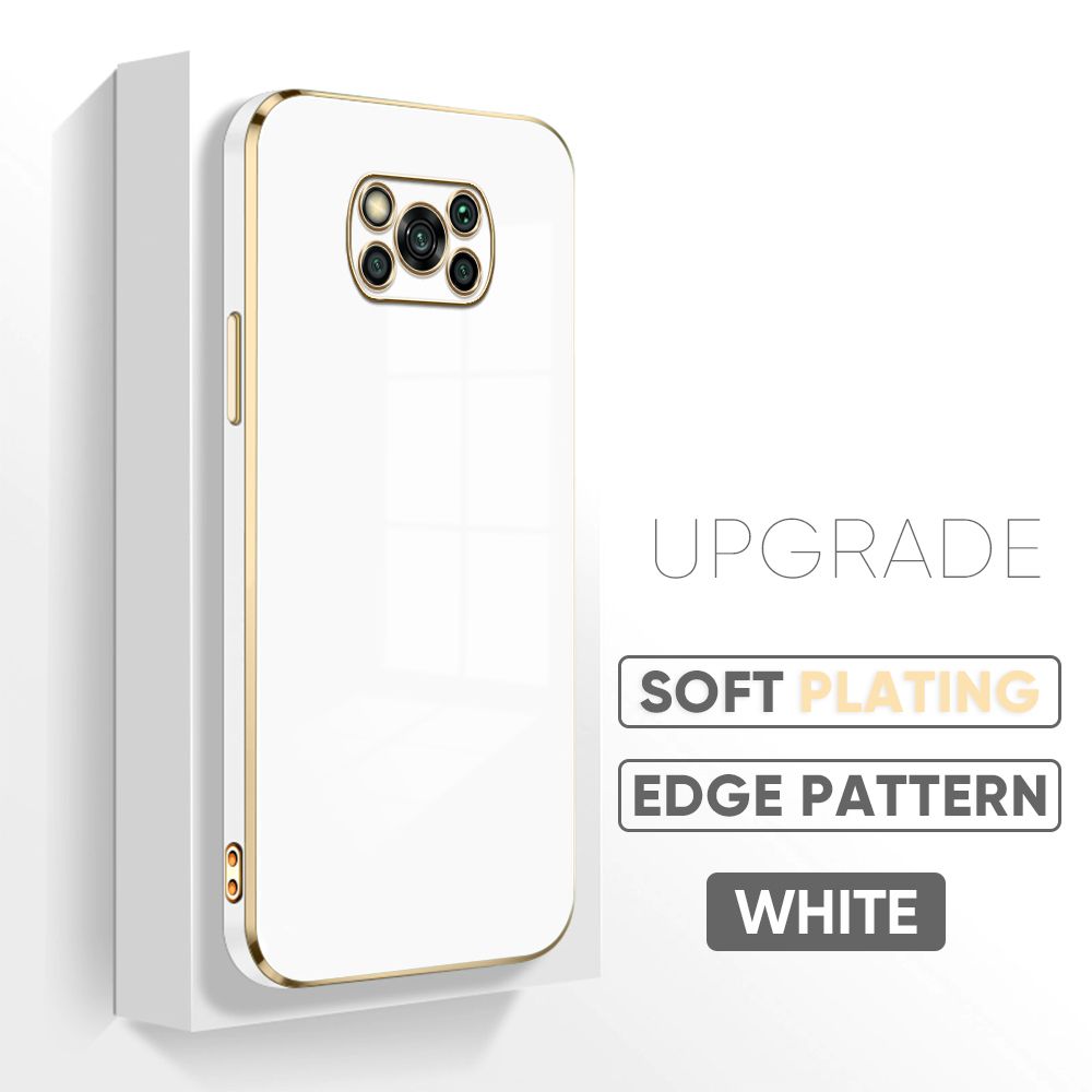 Jizetin (Free Lanyard) Xiaomi Poco X3 Pro X3 NFC Back Cover Luxury 6D Plating Case Side Pattern Soft Silicone Square Mobile Phone Cases