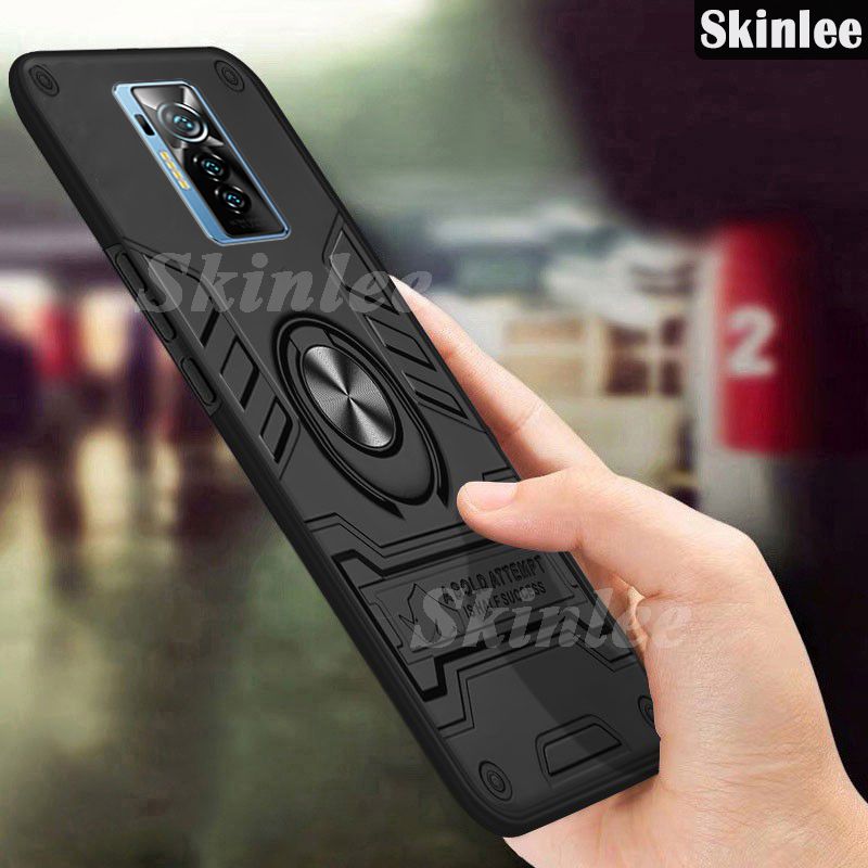 Protect Cover For Tecno Phantom X case Hard Armor Metal Phone Cases Magnetic Holder Ring Cover For Tecno PhantomX Back Cover