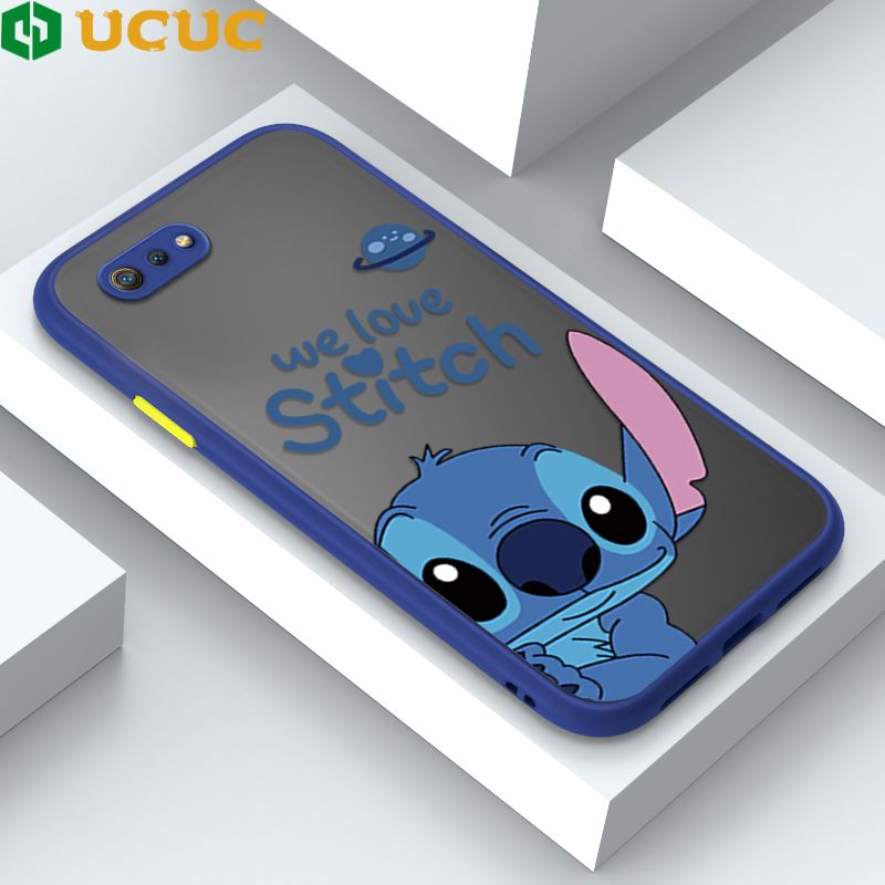 UCUC for OPPO A1K Realme C2 Back Cover Peeping Stitch Frosted Transparent Hard Phone Case Thin Shockproof Full Cover Camera Protect Case