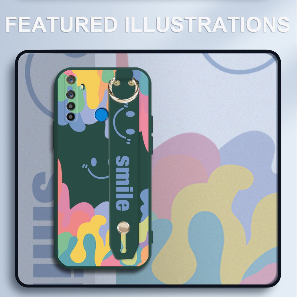 UCUC for Realme 6i Wrist Strap Case INS Style Soft Candy Color Splash Ink Cover Ultra Thin Anti Fall Liquid Silicone Phone Case