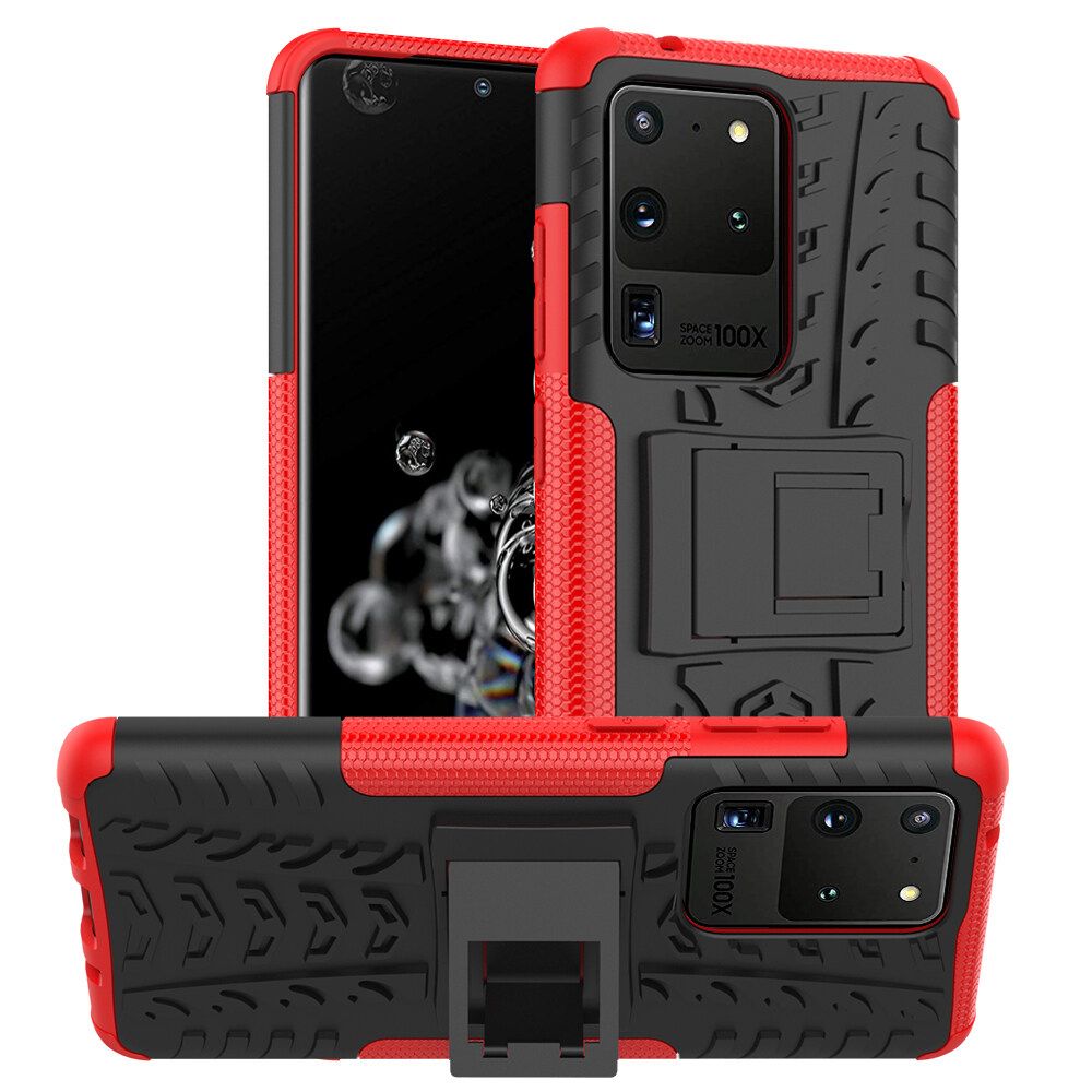 For Samsung Galaxy S20 Ultra Dual Layer Heavy Duty Armor Tough Hybrid Shockproof Stand Protective Case Cover