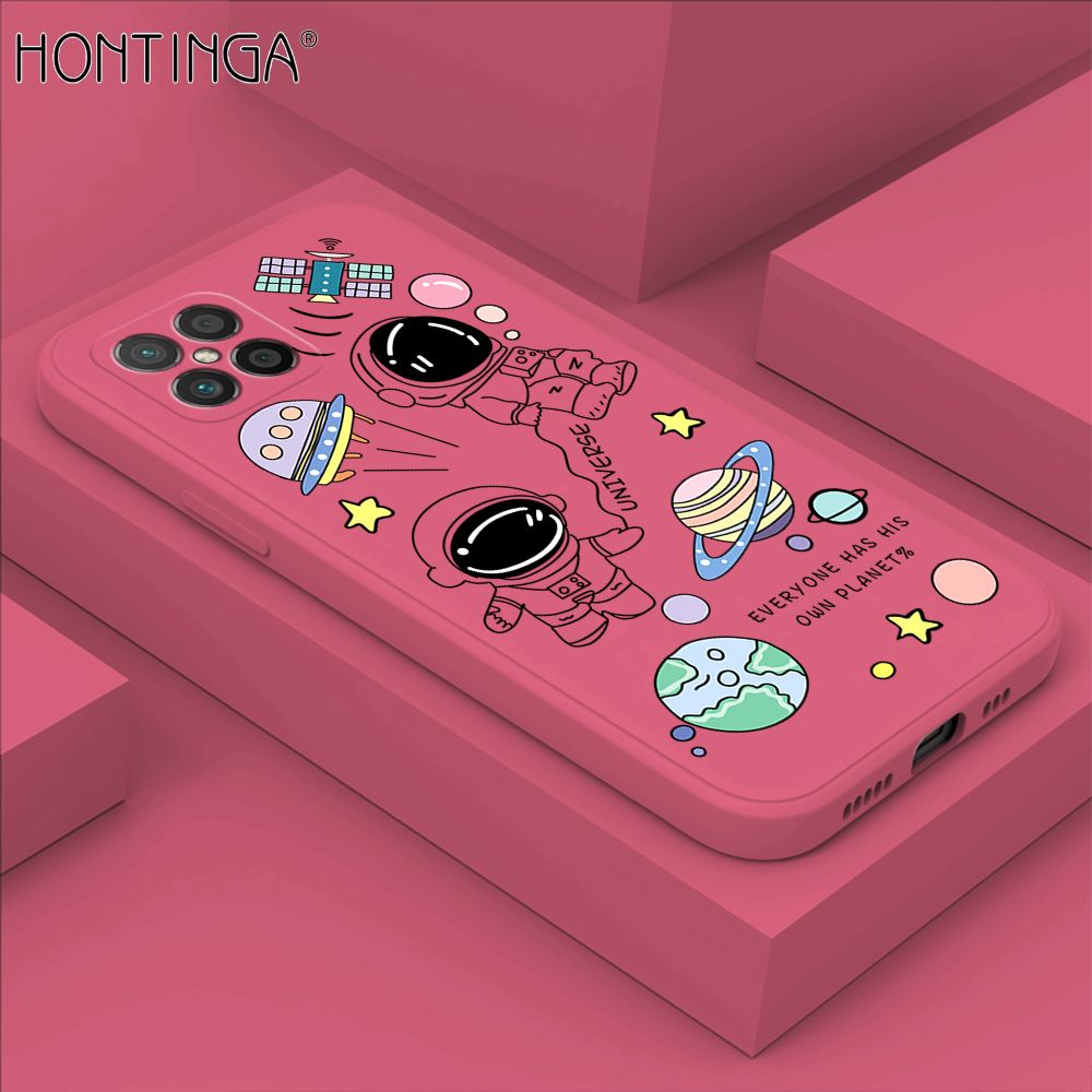 Hontinga for Huawei Nova 8 SE Case Fashion Earth Planet Astronaut Phone Case Soft Square Edge Silicone Cases Full Lens Cover Shockproof Protection Cover