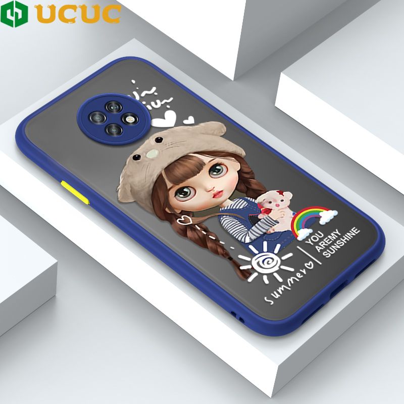 UCUC for Redmi Note 9T Back Cover Rainbow Lovely Girls Frosted Transparent Hard Phone Case Thin Shockproof Full Cover Camera Protect Case