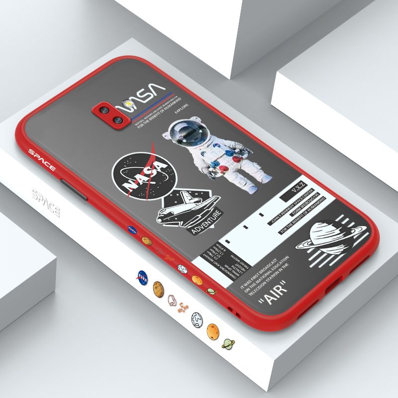 ZeroQiQi for Samsung J6 Plus 2018 Case Creative Cartoon Astronaut Side Printed Pattern Design Phone Cover Frosted Transparent Ultra Thin Protective Phone Case