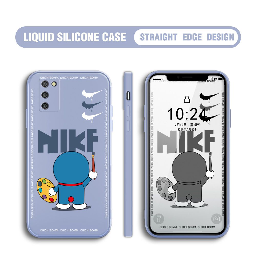 BILI for Samsung Galaxy A02S / M02S Back Cover Cartoon Clown Multicolor Liquid Silicone Phone Case Soft Square Lens Protection Phone Cases
