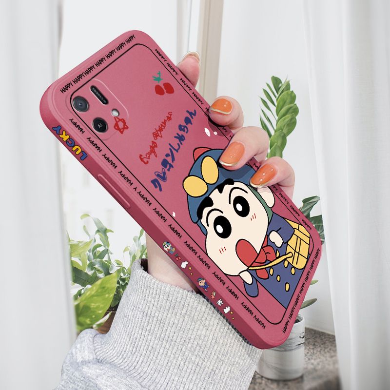 AMORVOR for OPPO A16K Back Cover Cartoon Shin-chan Action Kamen Side design Soft Case Liquid Silicone Phone Cases
