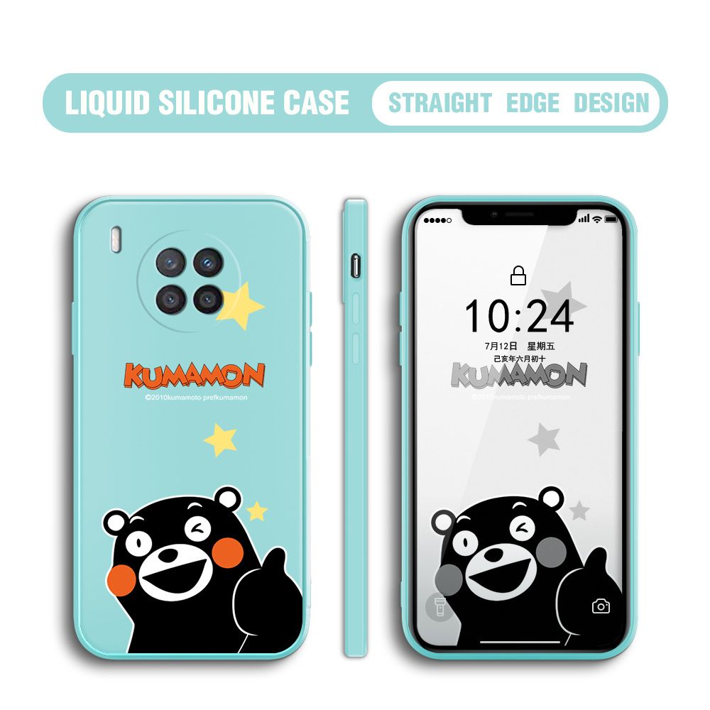 BILI for Huawei Nova 8I / Honor 50 Lite Back Cover Black Bear Multicolor Liquid Silicone Phone Case Soft Square Lens Protection Phone Cases
