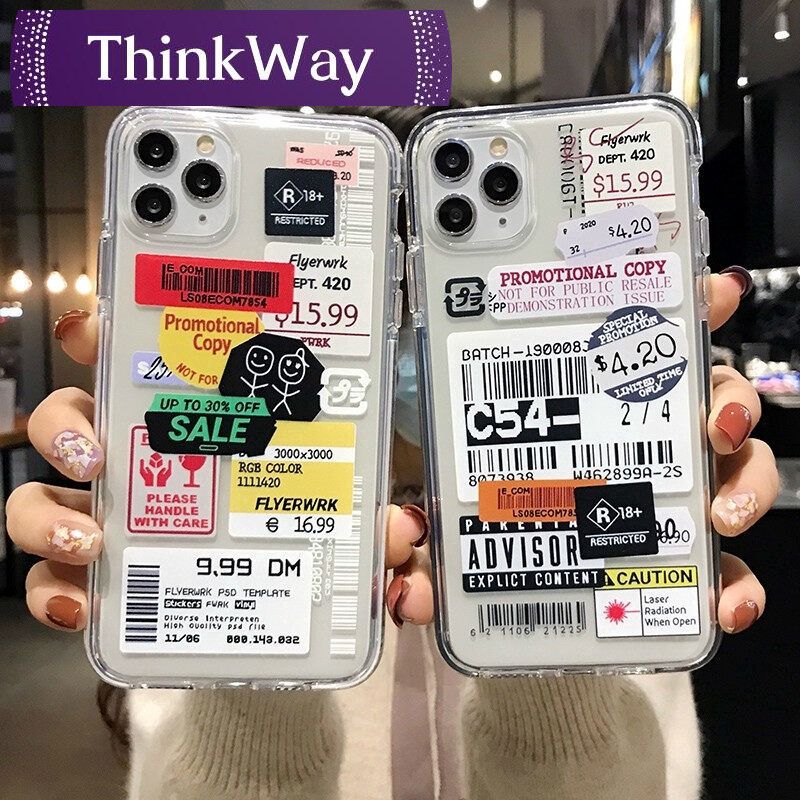 Clear Stamp Label Bare Phone Case For OPPO A53 A9 A5  A12 A91 A31 A5S A3S Reno 3 F11 F9 F5 F1S F1 Plus Soft TPU Cover caiweiqi