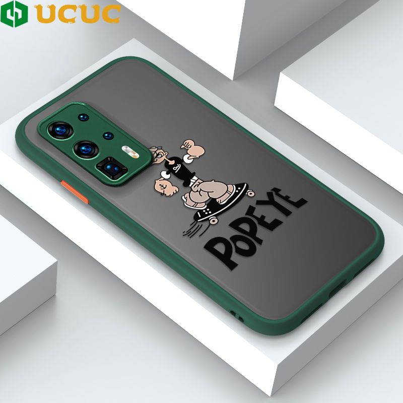 UCUC for Huawei P40 Pro Plus Back Cover Popeye Frosted Transparent Hard Phone Case Thin Shockproof Full Cover Camera Protect Case