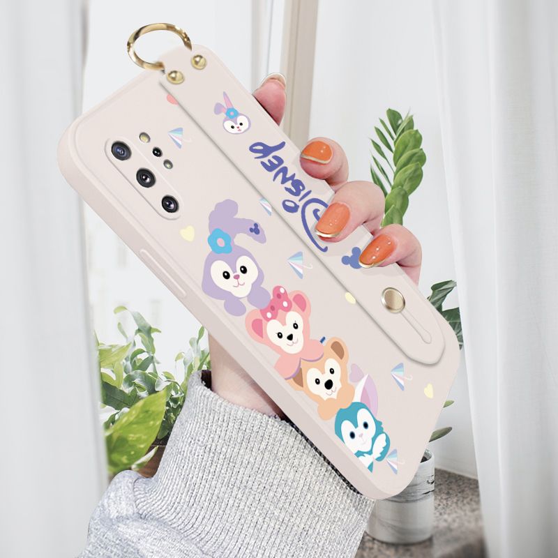Jizetin for Samsung Galaxy Note 10 Plus Wrist Strap Case Creative Cartoon Cute Bunny Cover Ultra Thin Anti Fall Liquid Silicone Phone Case