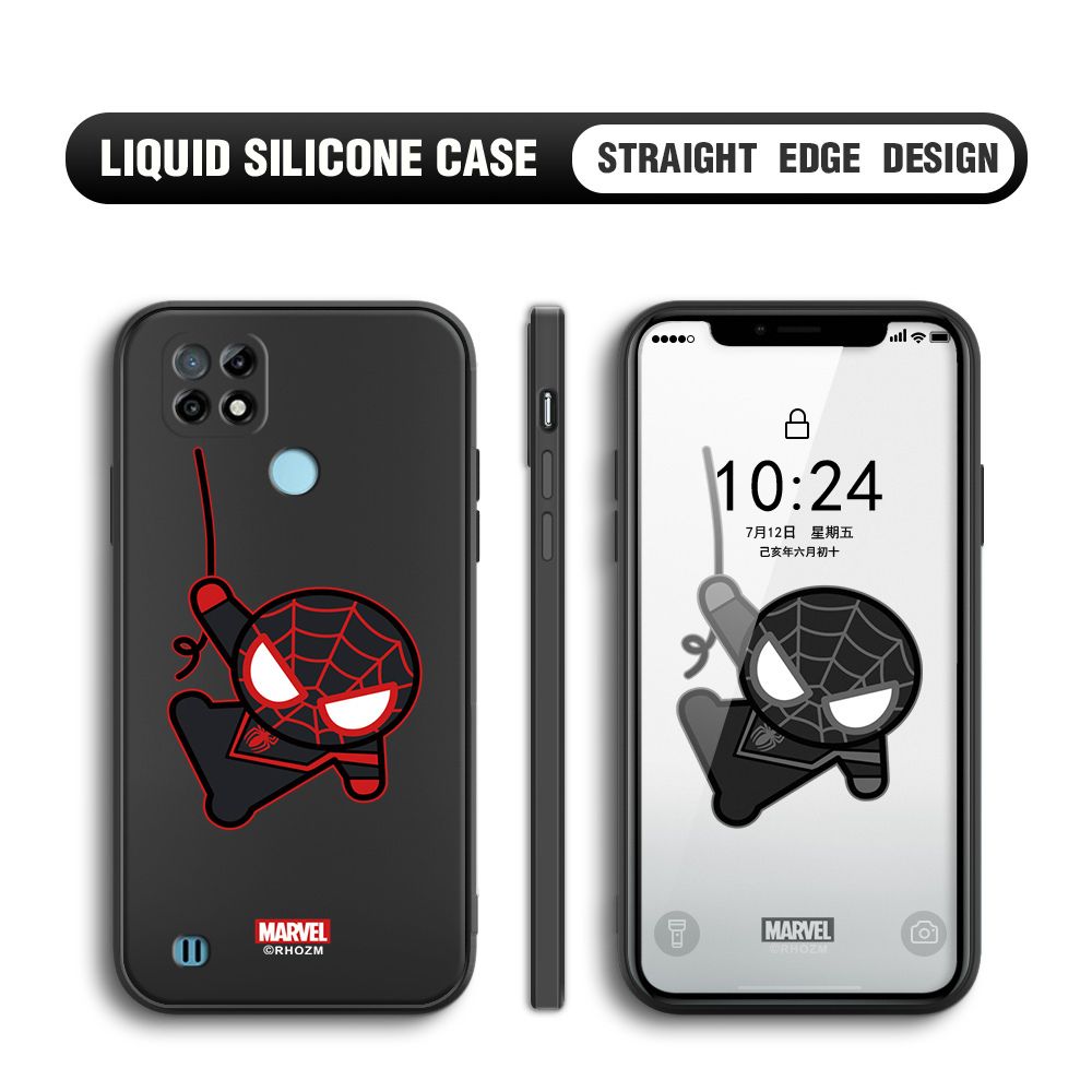 Jizetin for Realme C21 Back Cover Cute Spiderman For Boys Liquid Silicone Phone Case Soft Full Camera Protect Phone Cases