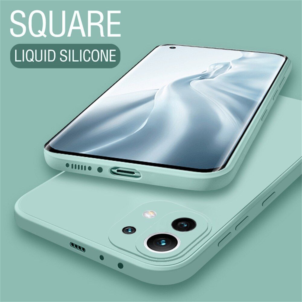 Square  Silicone Case for Xiaomi Mi 11 11X Pro Ultra Lite Camera Protective Back Cover Mi11 11Pro 11Lite 11i Bags