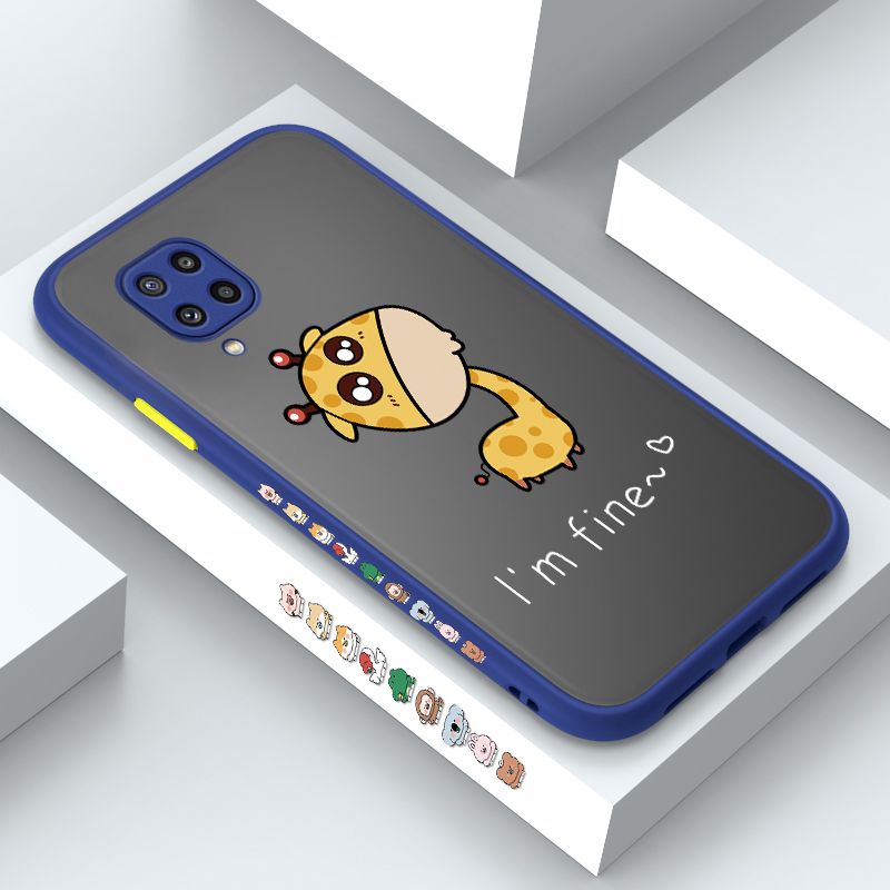 ZeroQiQi for Samsung M32 Case Cute Funny Giraffe Side Printing Cover Frosted Ultra Thin Protective Anti Fall Phone Case