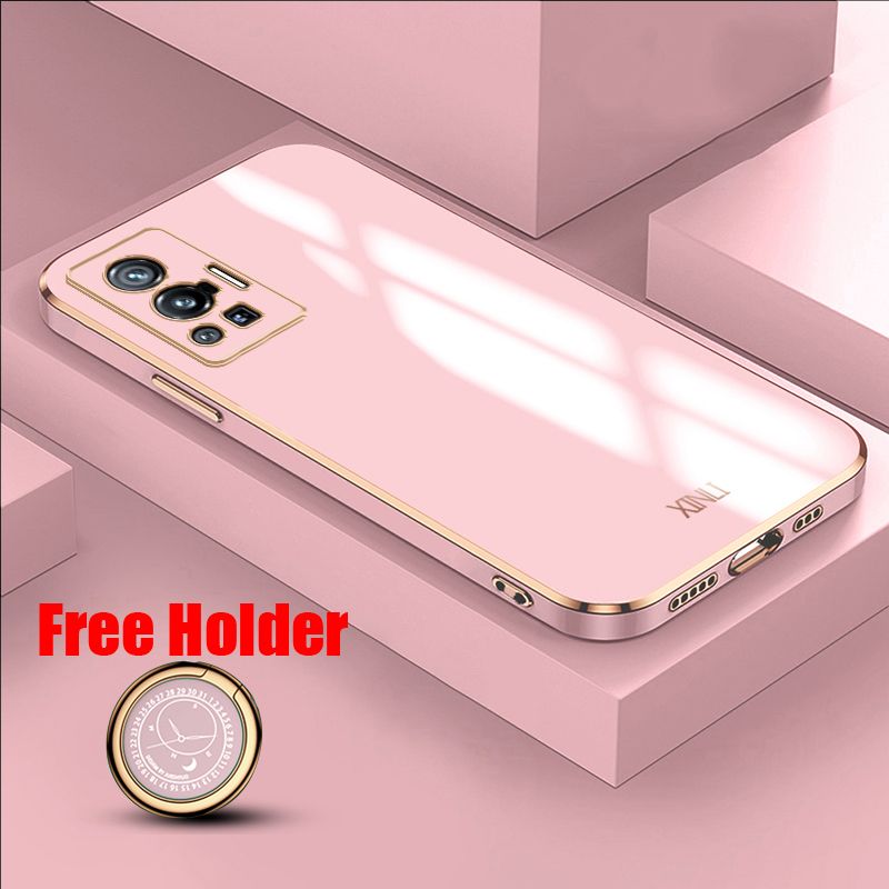 Biruiqu for VIVO X70 Pro Back Cover Luxury 6D Plating Frame Shiny Bling Phone Pounch Soft Silicone Square Phone Case