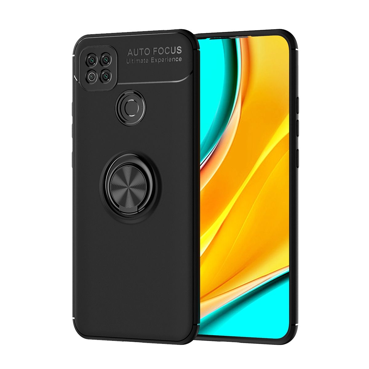 For Xiaomi Redmi 9C 360 Degree Rotating Ring Holder (Compatible with Magnetic Car Mount) Resilient TPU Drop Protection Case Cover