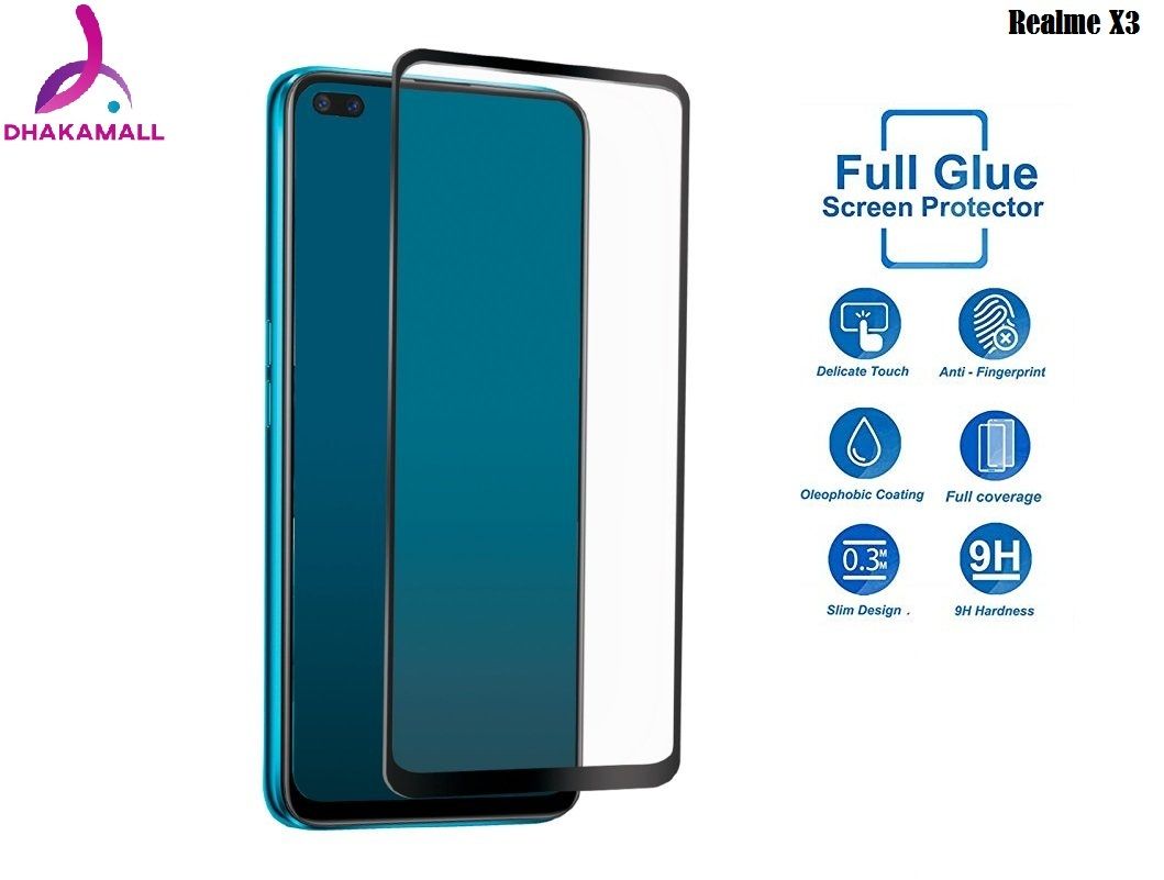 Realme X3 Big Shining OG Type Tempered Glass Screen Protector-Black