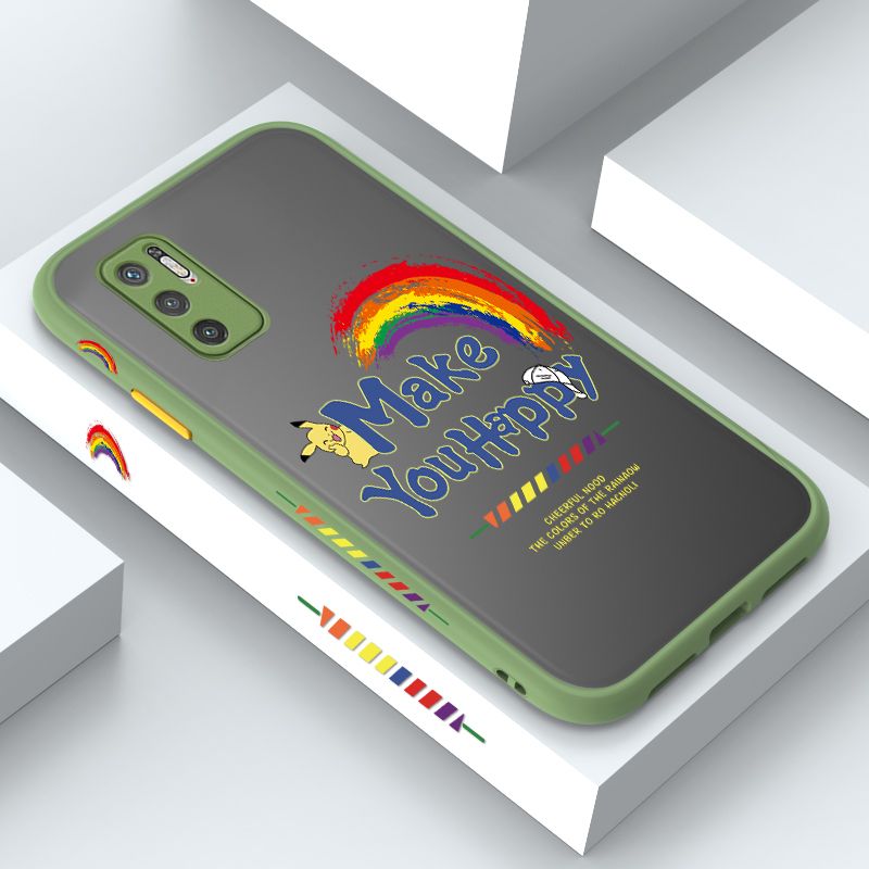 ZeroQiQi for Redmi Note 10 5G Case Creative Cartoon Rainbow Pikachu Side Printing Cover Frosted Ultra Thin Protective Anti Fall Phone Case