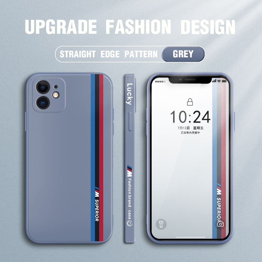 Jizetin for iPhone 12 Back Cover Simple Graffiti Track Side Design Liquid Silicone Phone Case Soft Full Camera Protect Phone Cases