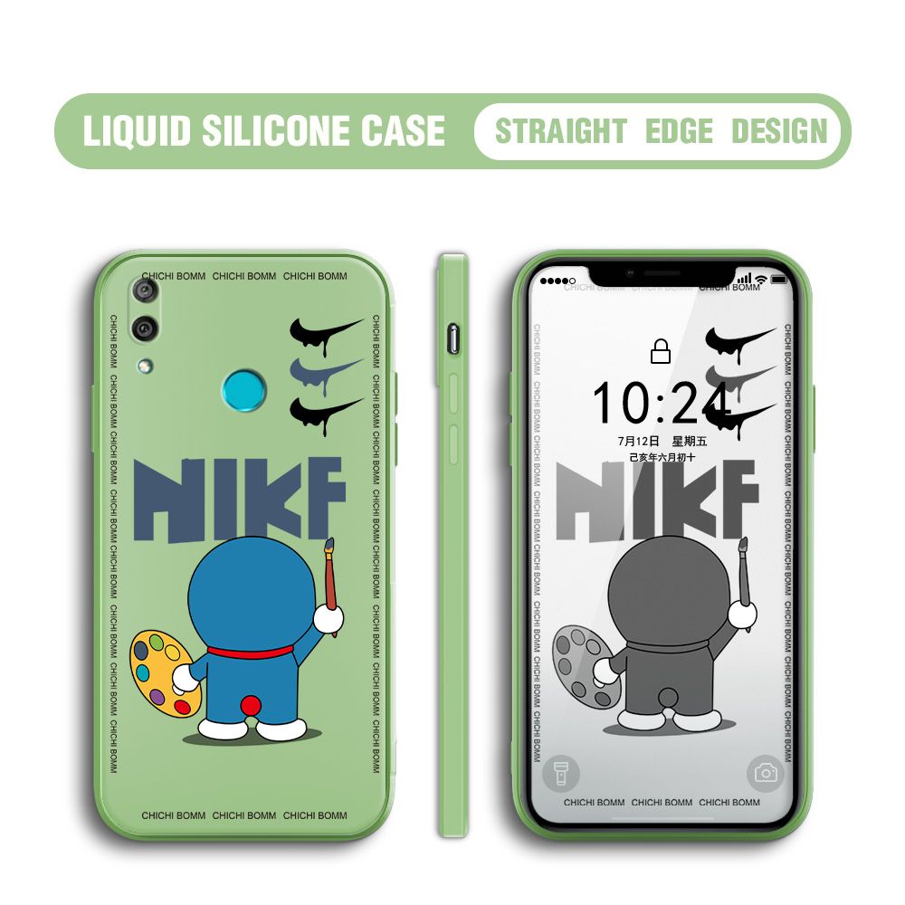 BILI for Huawei Y7 2019 / Y7 Prime 2019 Back Cover Cartoon Clown Multicolor Liquid Silicone Phone Case Soft Square Lens Protection Phone Cases