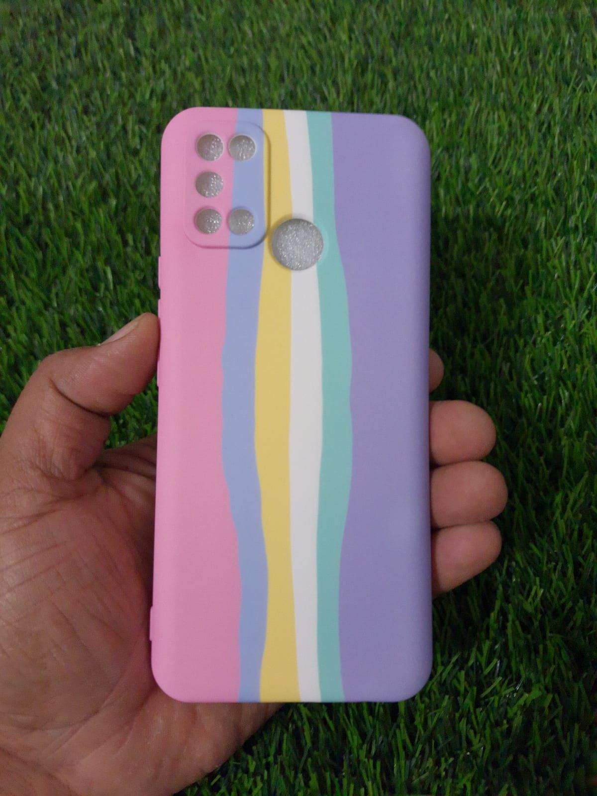 Realme C17/7I Rainbow  Silicon Back Cover With Riband Soft Silicone Case - Phone Back Cover - মোবাইল ফোন - Phone - Camera