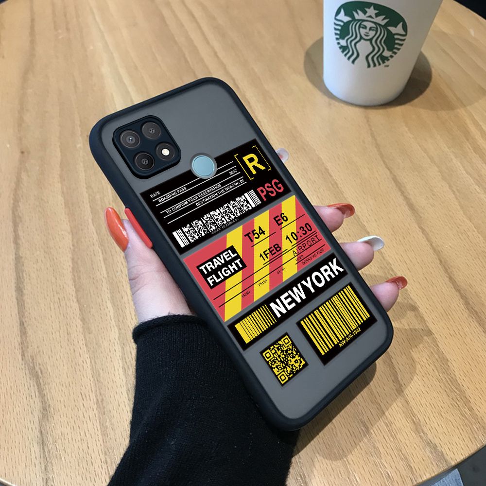 Jizetin for OPPO A15 / A15S Back Cover Stripe Air Ticket Mobile Phone Case Ultra Thin Full Lens Protection Phone Case for Boy