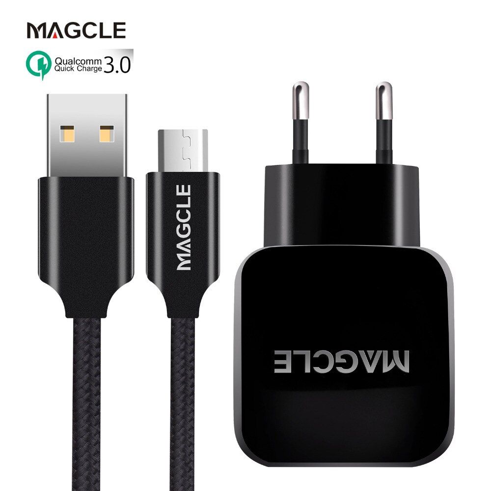Fast Charger 3.0 ,MAGCLE Quick Wall Charger QC3.0 QC2.0 USB Adapter 18W Portable Wall Charger For Iphone X 8 Samsung + 2A Cable