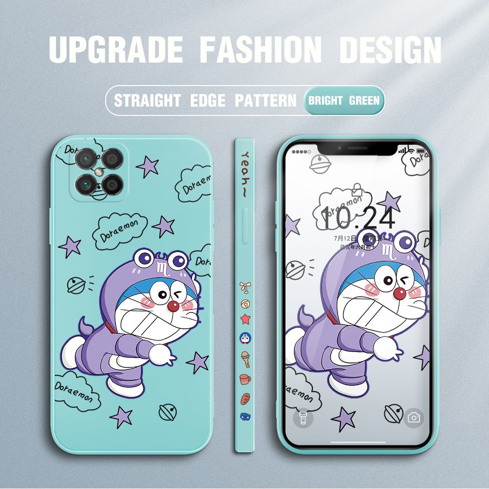 Jizetin for Huawei Nova 8 SE Case Cute Cartoon Purple Doraemon Anime Side Design Phone Case Ultra Soft Edge Pattern Liquid Silicone Phone Cases